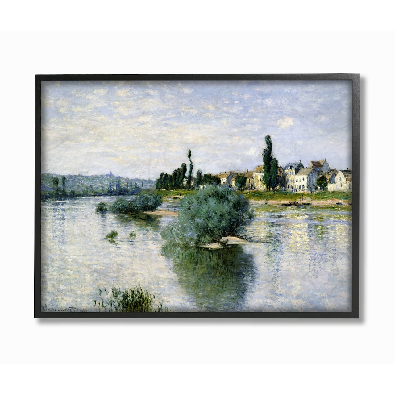Stupell Industries Monet Classic Countryside Homes Lake Landscape Black Framed Wall Art